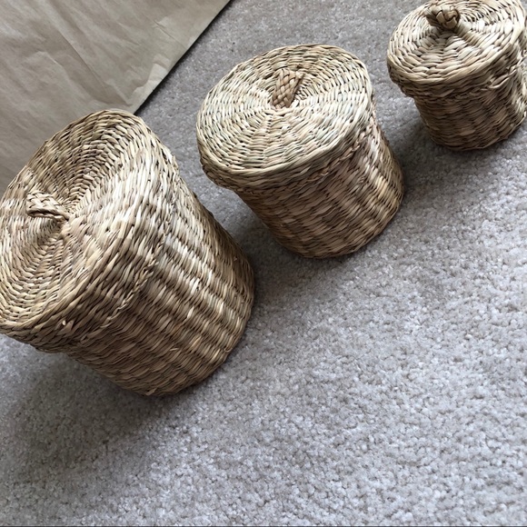 IKEA Other - Set of 3 IKEA Round Straw Baskets